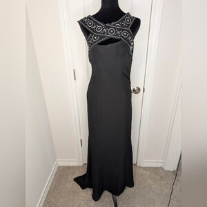 Jovani Black One Shoulder Dress with Silver Embellishments